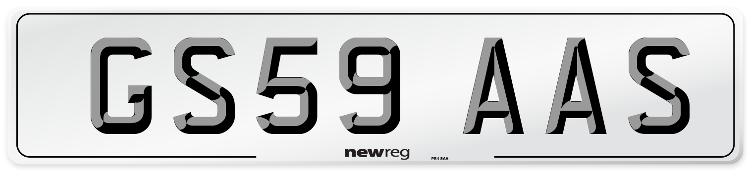GS59 AAS Number Plate from New Reg
